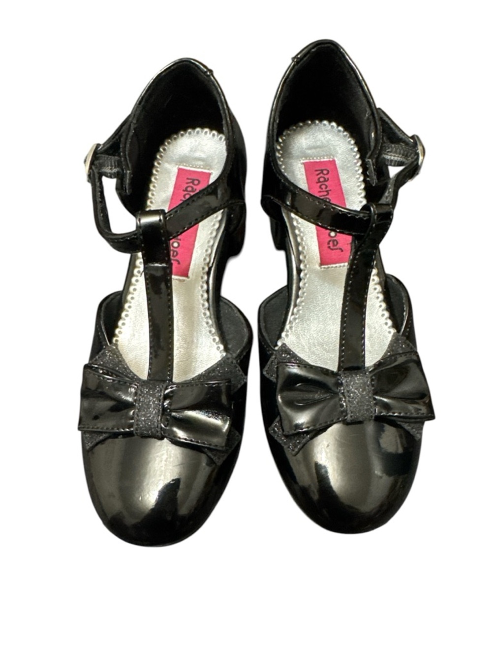 Rachel Shoes Black Patent T-Strap Bow Dress Shoes for Girls Size 1